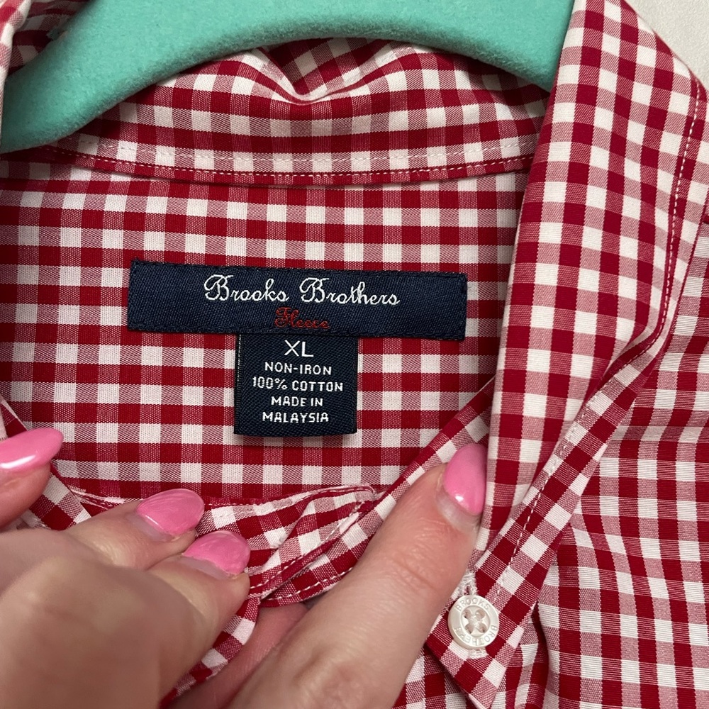 Red gingham button down - Picture 3 of 4